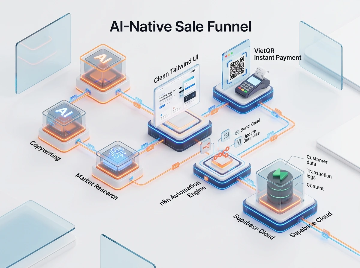 Sơ đồ Kiến Trúc AI-Native Sale Funnel